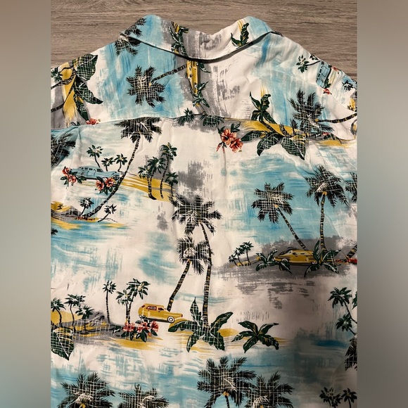 Campia Men’s Extra Large Hawaiian Beach Print Button Up Short Sleeve Shirt - Picture 9 of 13